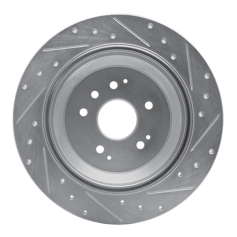 Acura MDX Brake Rotor (1) - Rear Left - R1 Concepts - Drilled & Slotted - Silver - `14-`16